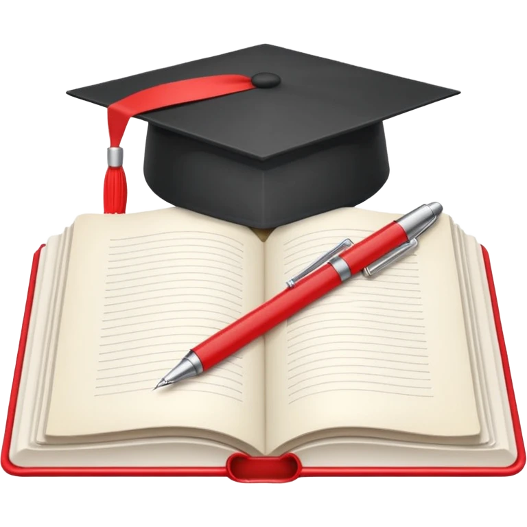 "A white open book,The pen should be positioned as placed exactly in the center between the pages.  if held by a right-handed person - meaning the direction is reversed compared to a left-handed grip. The pen should be uncapped, and the cap placed behind it." Styled with Red tape round on the pen emoji