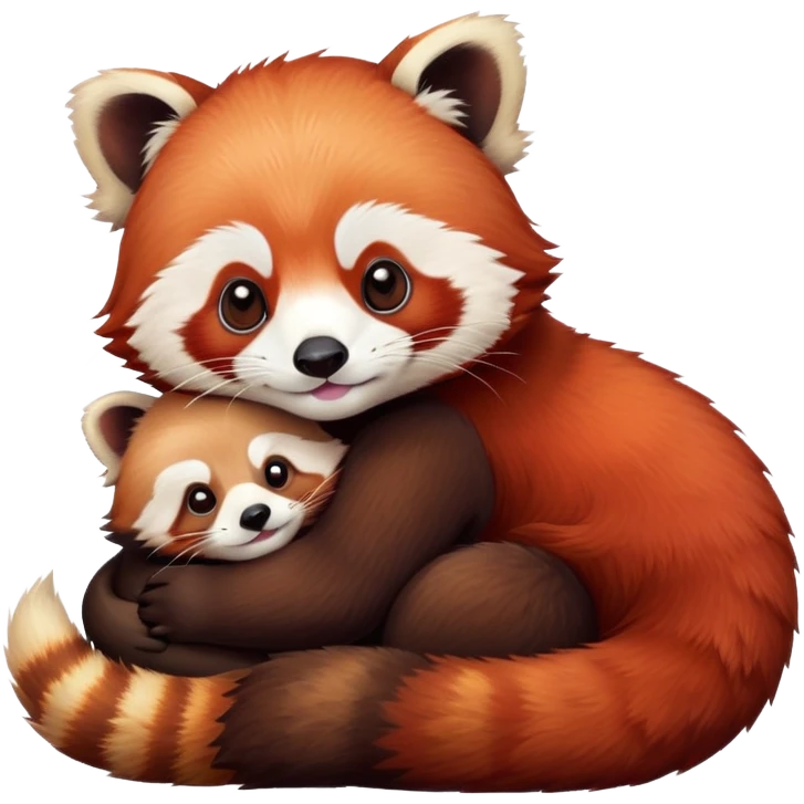 Make the red panda hug an otter, like the animal otter emoji