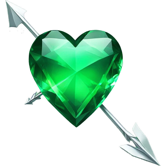 heart pierced emerald green with an arrow, glass effect emoji