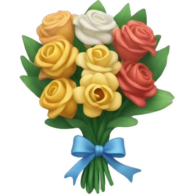 bouquet of flowers tied with a bow emoji