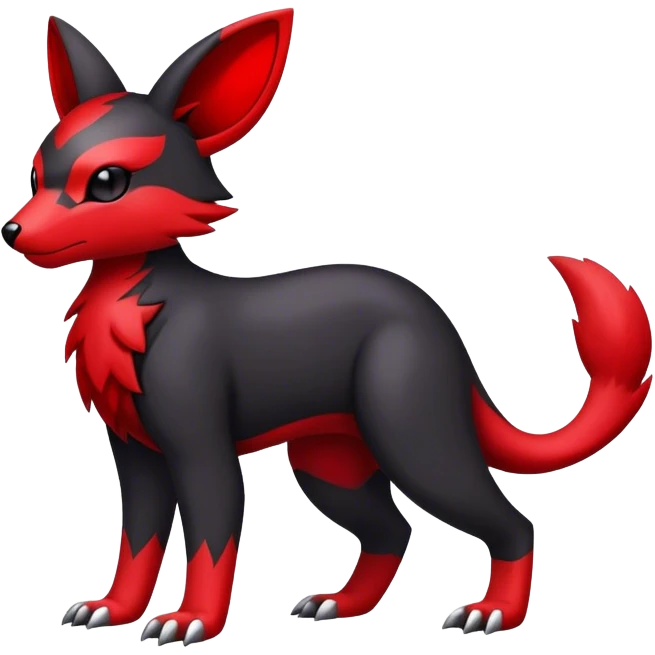 Cool black red animal hybrid Fakemon full body emoji