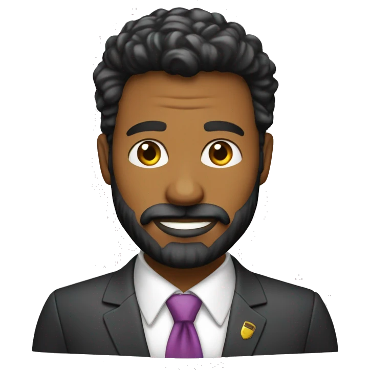um homem de terno e gravata,sem cabelo na cabeça e com barba  emoji