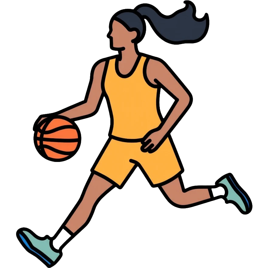 female basketball player dribbling a basketball emoji