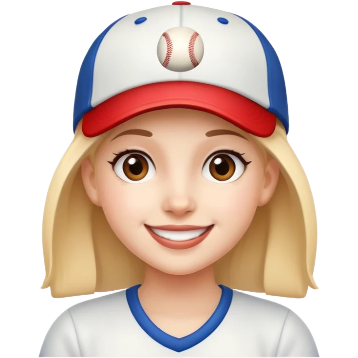 girl with a baseball cap, happy face emoji
