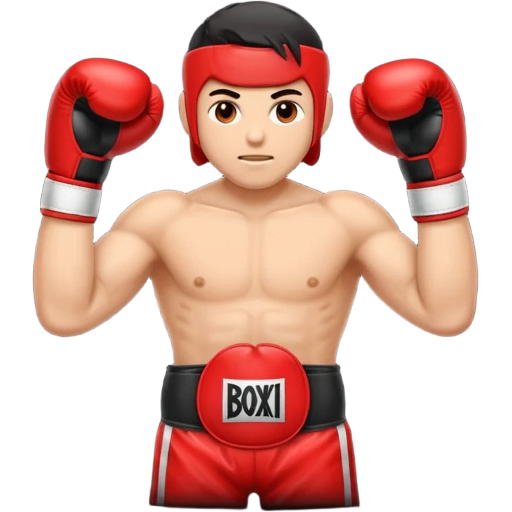 Gota de sangre con cara de enfado y unos guantes de boxeo, que tenga brazos y piernas musculados emoji