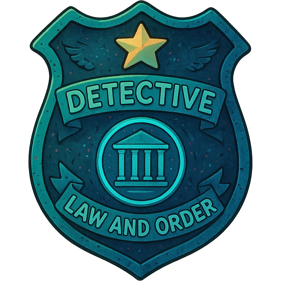 a detective badge, law and order. cyberpunk futuristic emoji