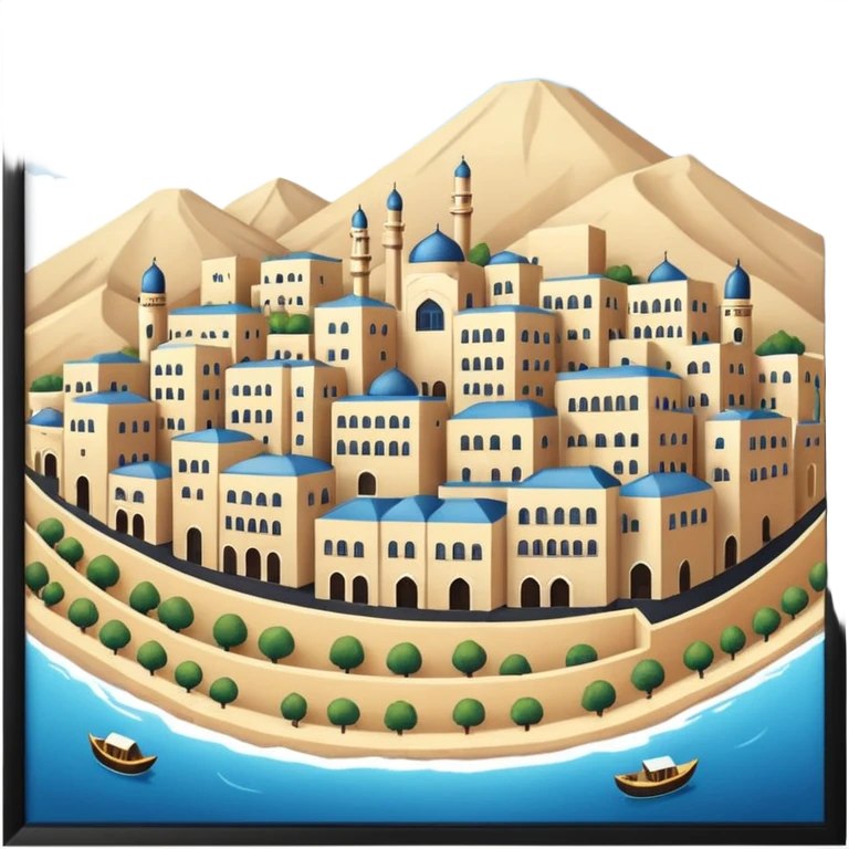 little city and many, small, ordinary, simple, home, Iranian-style, 1980  emoji