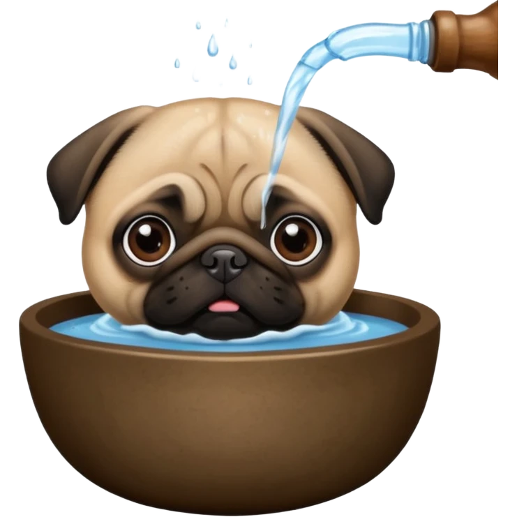 Pug drinking some water emoji