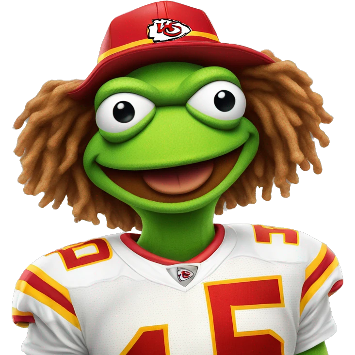 Kermit the frog in Kansas chiefs jersey emoji