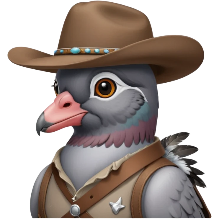 Pigeon wearing a cowboy hat emoji