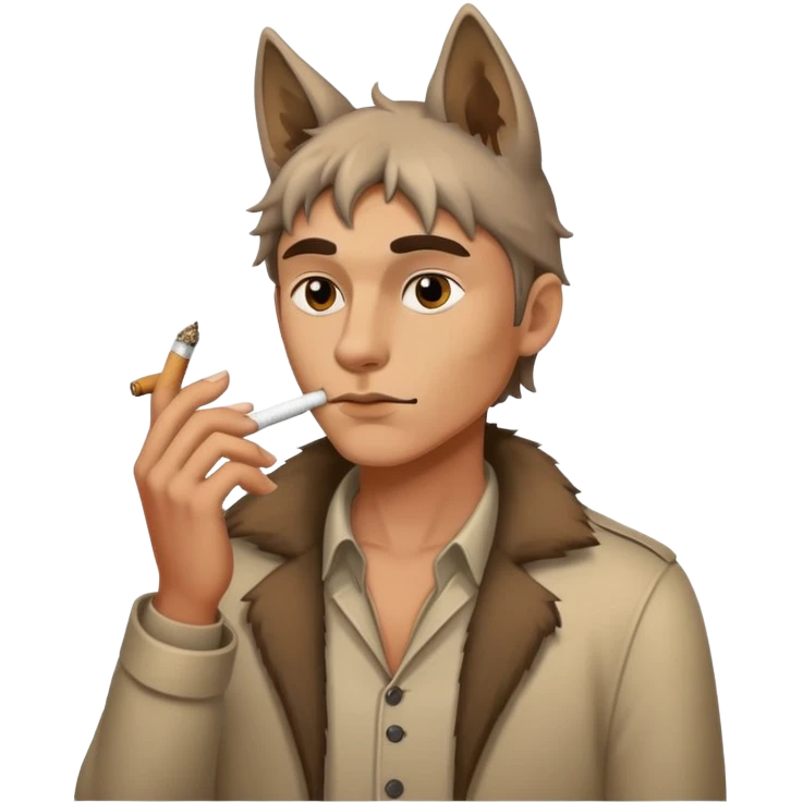 A man looks like a wolf with a cigarette  emoji