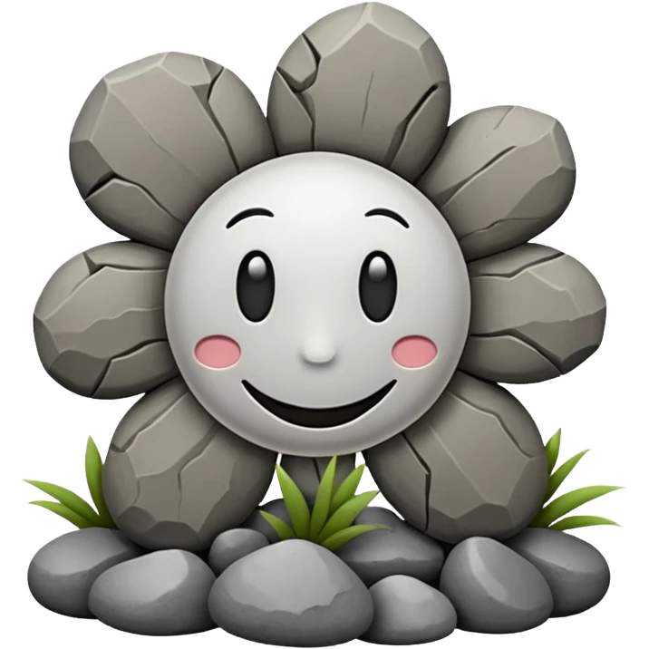 a flower made of smiling rocks emoji