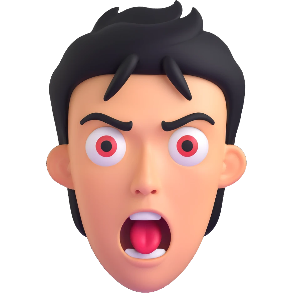 shocked face with exaggerated expression, 'what the freak' reaction emoji