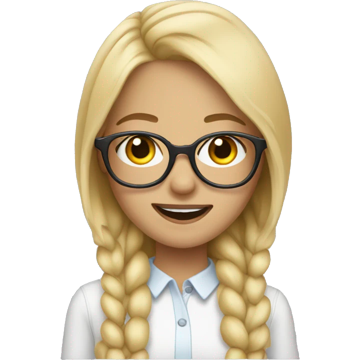 blonde girl with braces and glasses emoji