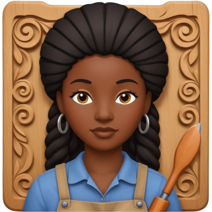 Wood Carving Craftsman black woman emoji