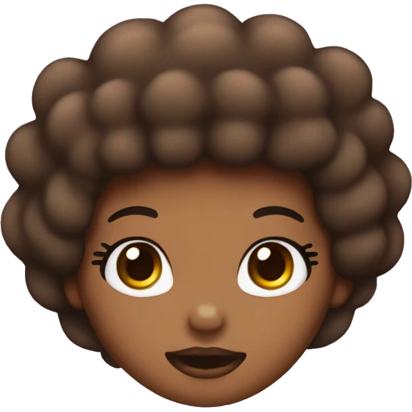 brown skin hello kitty with a mouth and  afro hair emoji