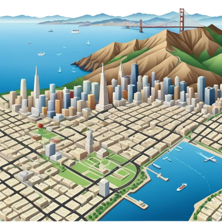 Make an outline of the city of san fransico on a map  emoji