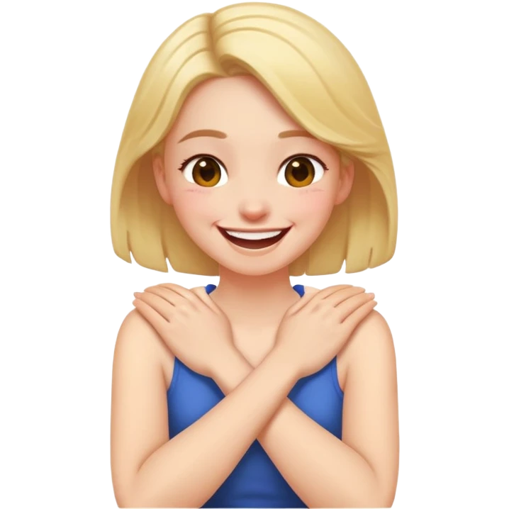 Girl hands on her neck arms crossed laughing  emoji
