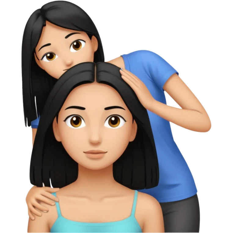 Niña de pelo lacio negro siendo masajeada  emoji