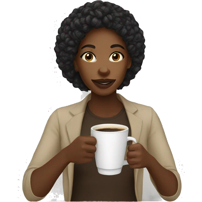 black girl with a coffee  emoji