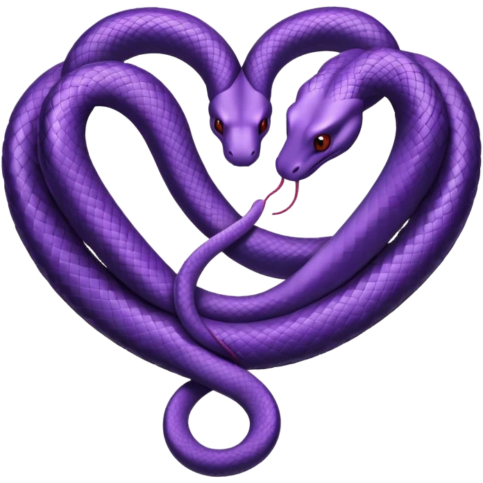 Two purple snakes making a heart emoji