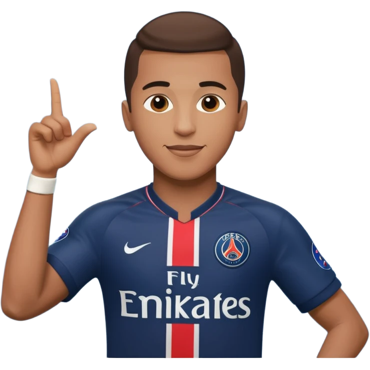 football player inspired by the reference image, PSG kit, doing a signature goal celebration emoji