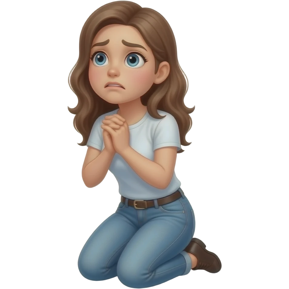 Kneeling Submissive girl saying yes sir emoji