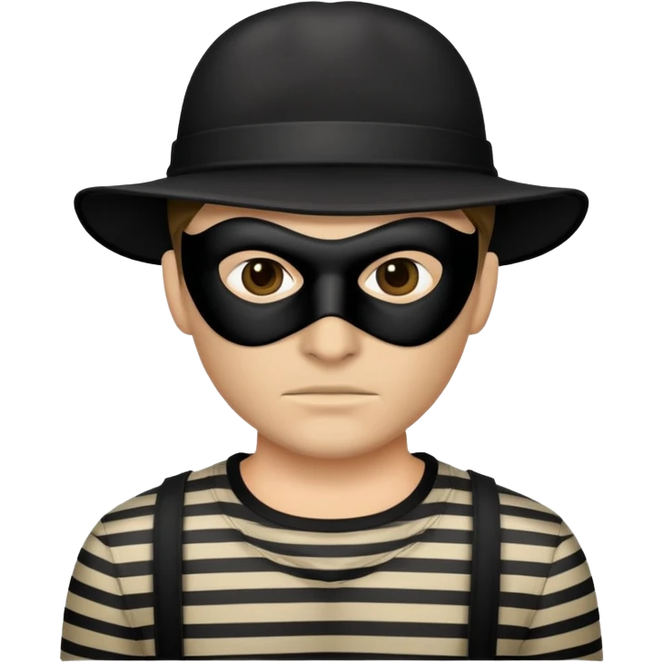 classic robber with black mask and striped shirt emoji