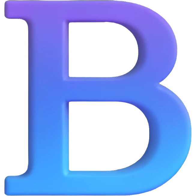 letter B with a soft gradient and subtle shadow emoji
