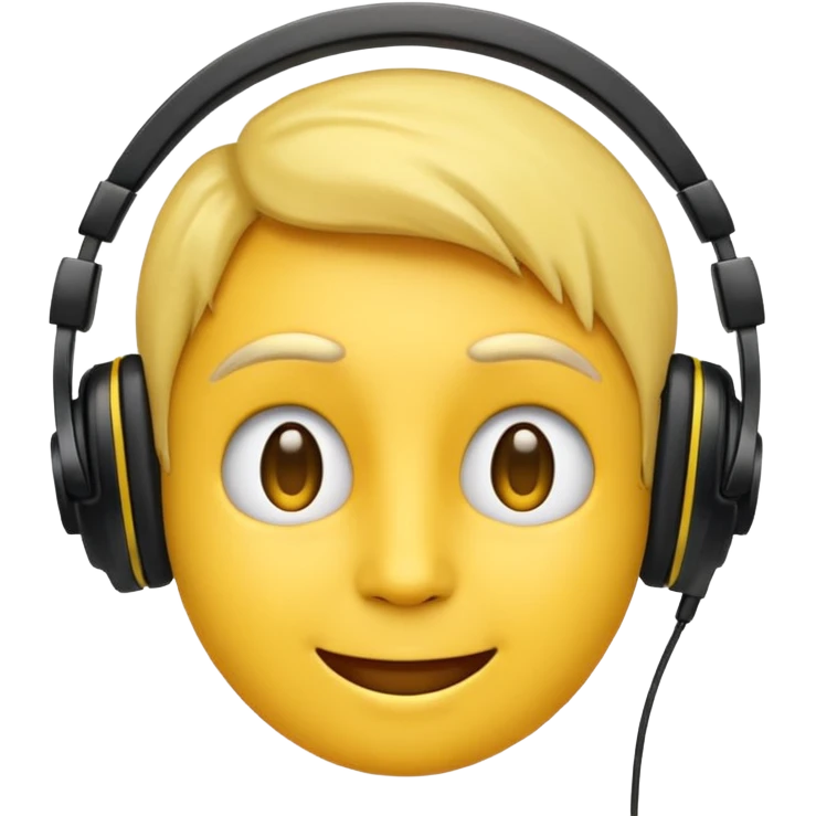 un emoji qui écoute de la musique  avec un léger sourire emoji