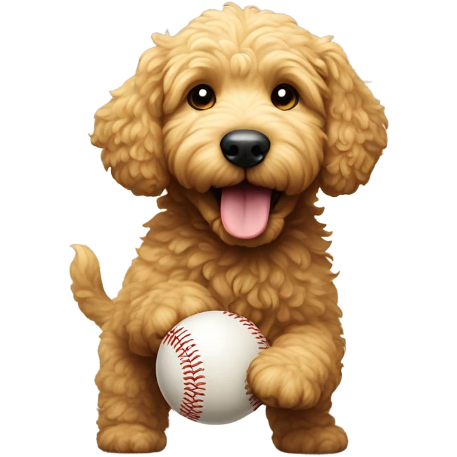 Golden doodle playing baseball emoji
