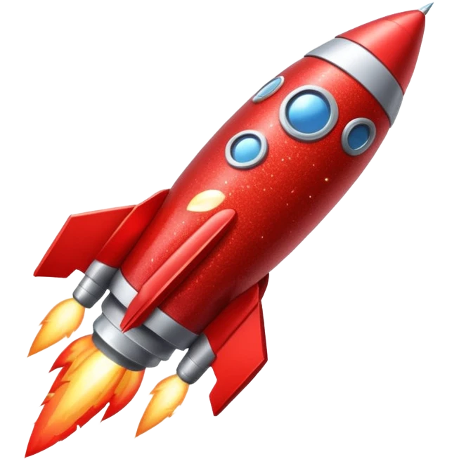 red glitter rocket  emoji