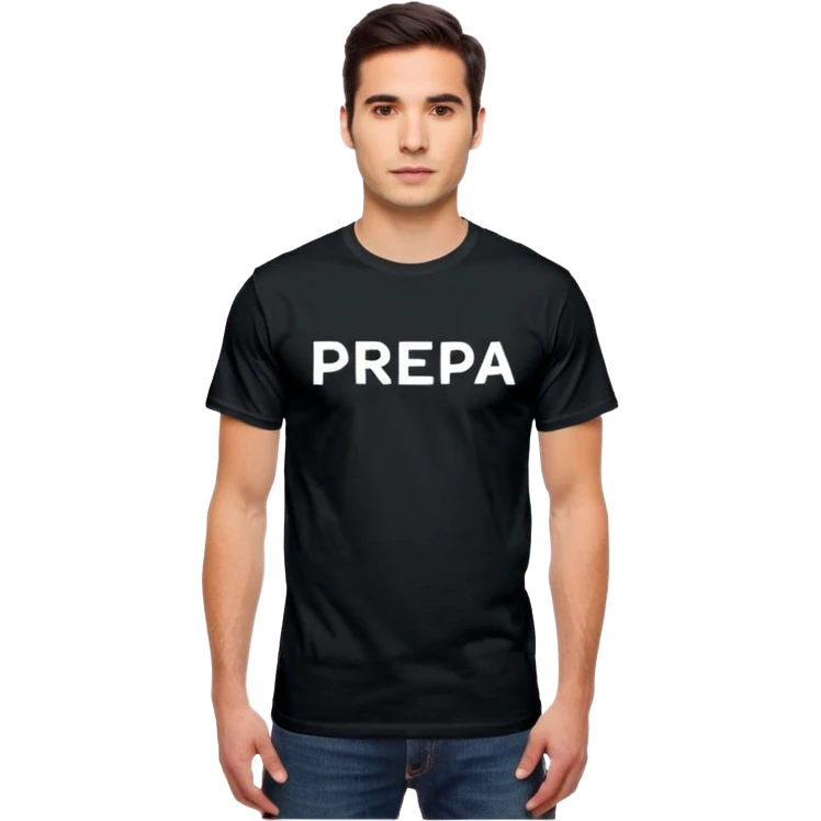  T-shirt with the words “prepa udem” printed in small white text on the chest. The shirt has a simple, casual fit and a clean, minimalist look. emoji