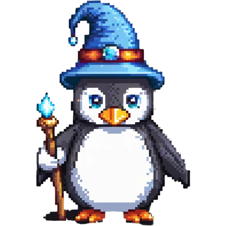penguin wizard with magical powers emoji