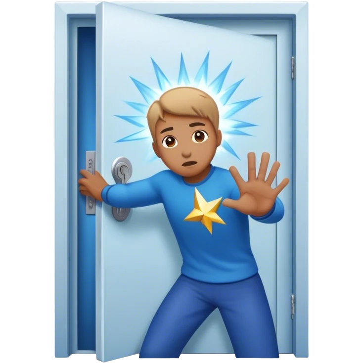 A closed door with a hand knocking on it. Because success isn’t about waiting—it’s about knocking until someone answers.blue power magic on knocking emoji