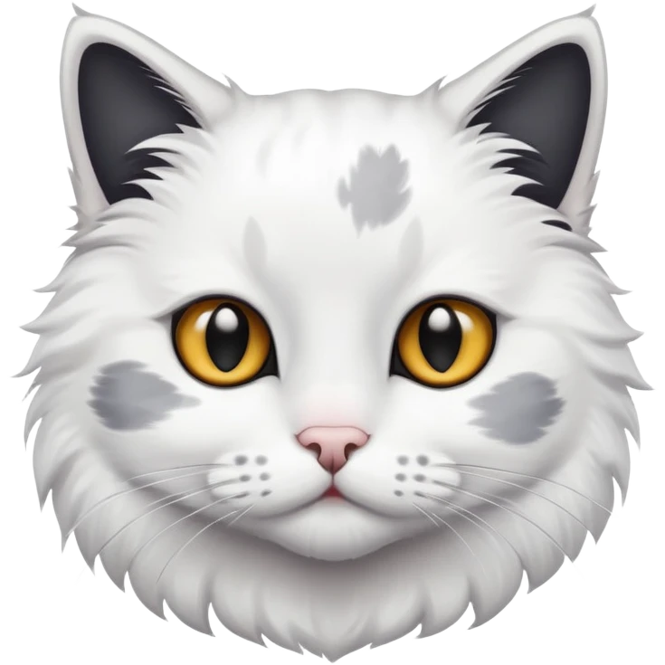 white cat with black tail and grey spots on his face  emoji