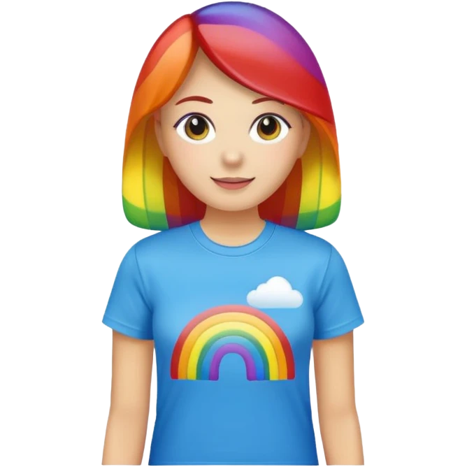 woman with rainbow coloref t shirt emoji
