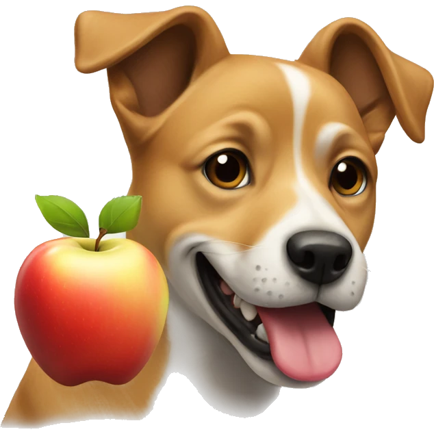 Dog with an apple in its mouth emoji