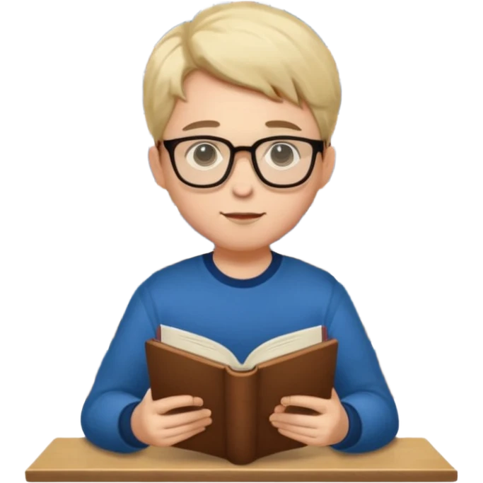 boy reading in the library full body emoji