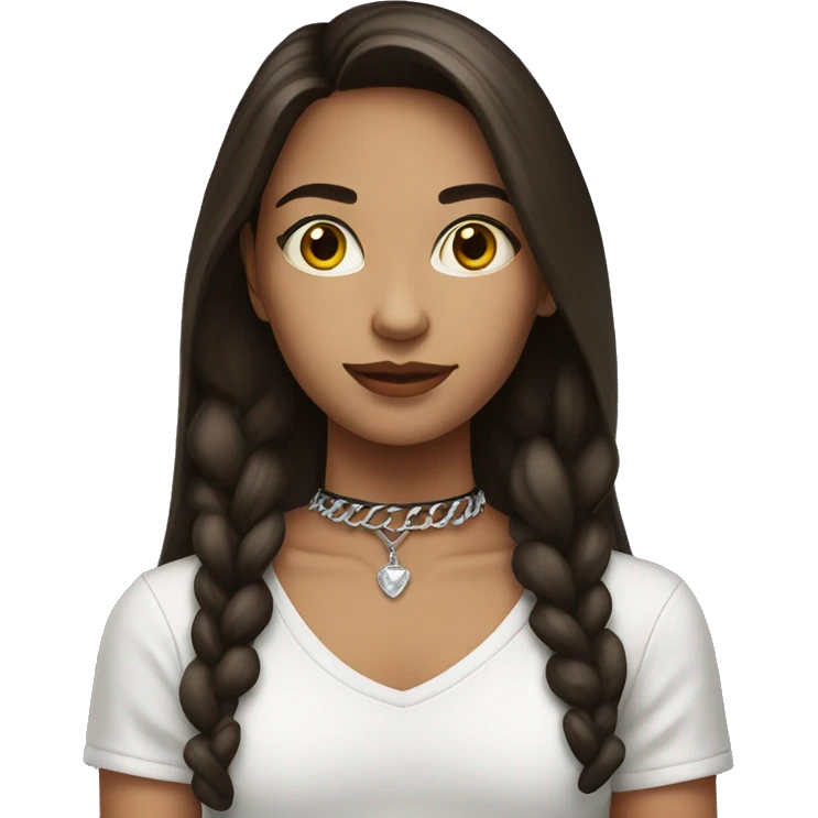 Brunette girl wearing choker emoji