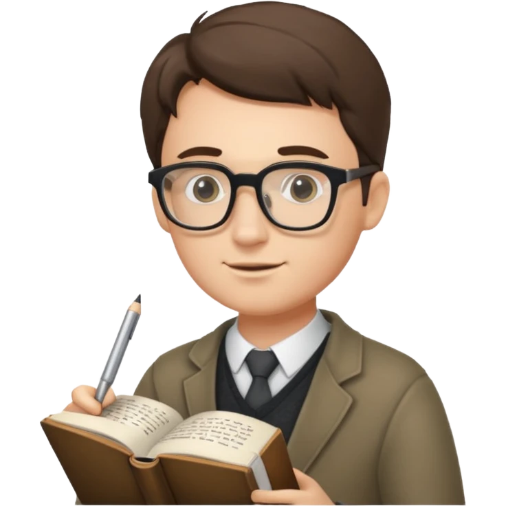 man write in book , wearing glasses emoji