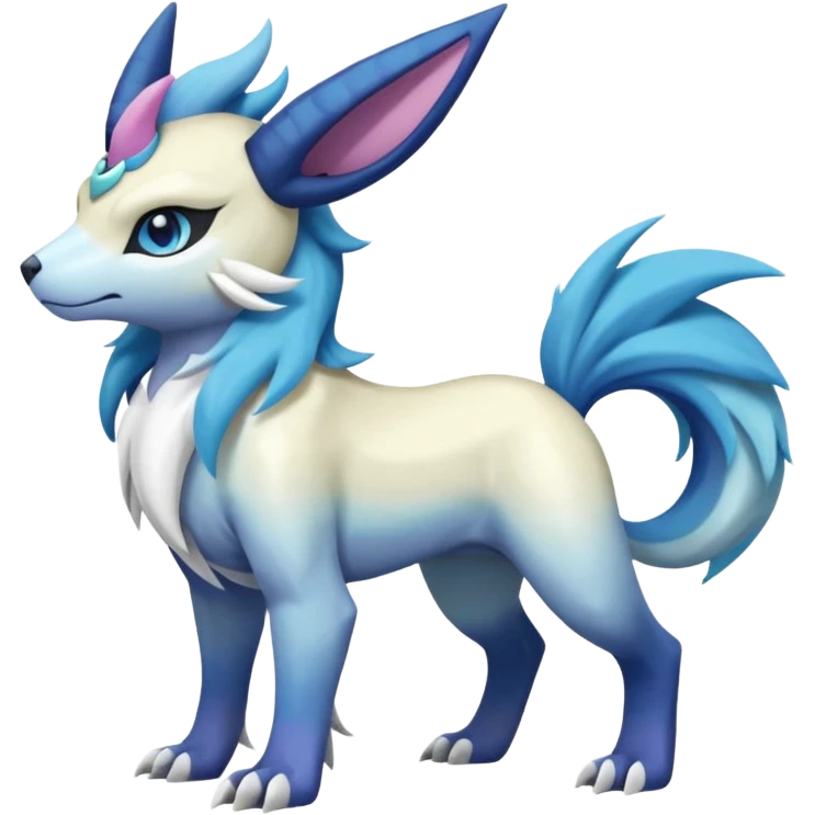 Shiny Sunny furry scaly pastel-gradient Absol-Cobalion-Glaceon-Suicune-Amaura-fusion emoji