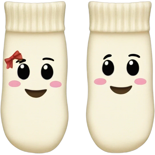 two cream socks with bows  emoji