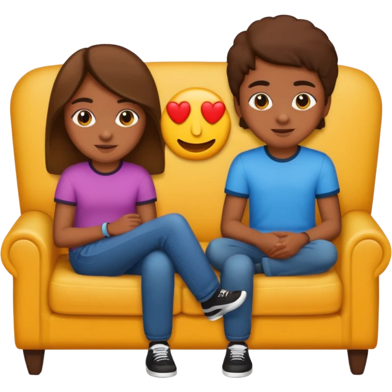 two brown-skinned teens sitting on a couch, emoji style emoji