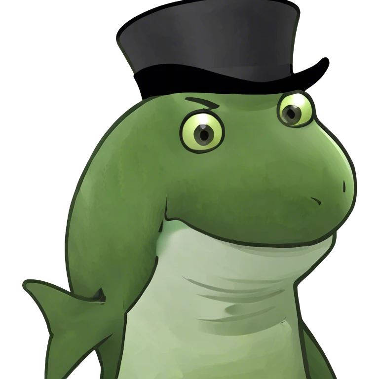 Shark with a top hat emoji