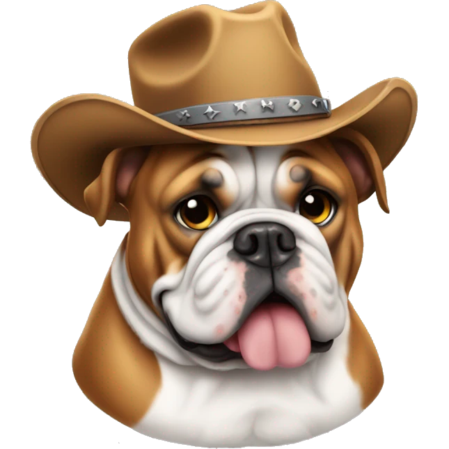English bulldog wearing cowboy hat emoji
