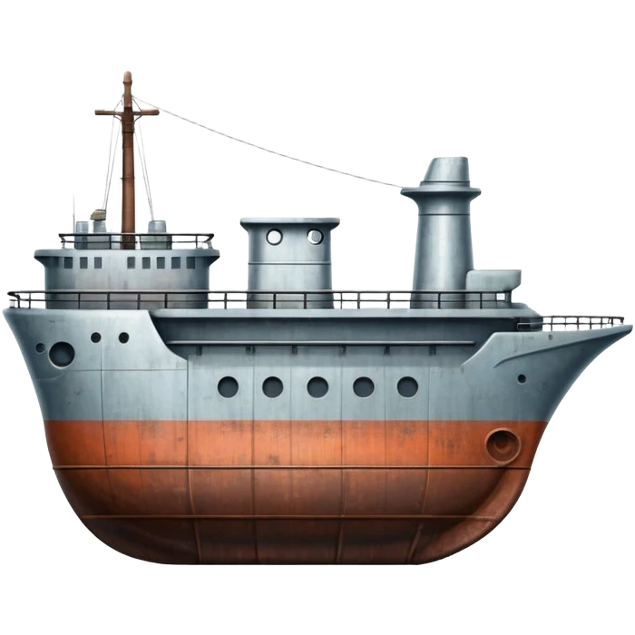 motorized ship with visible rudder, no sails emoji