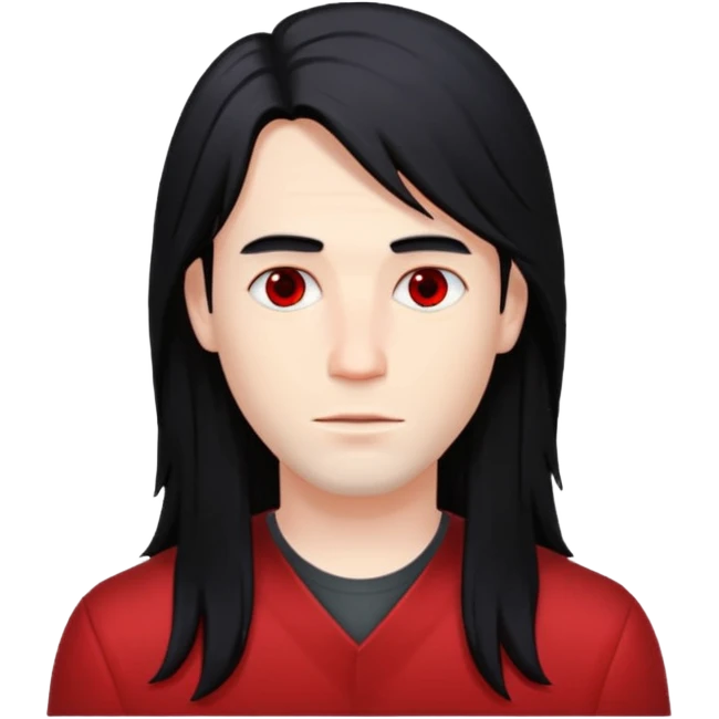 man long hair black red haid emoji