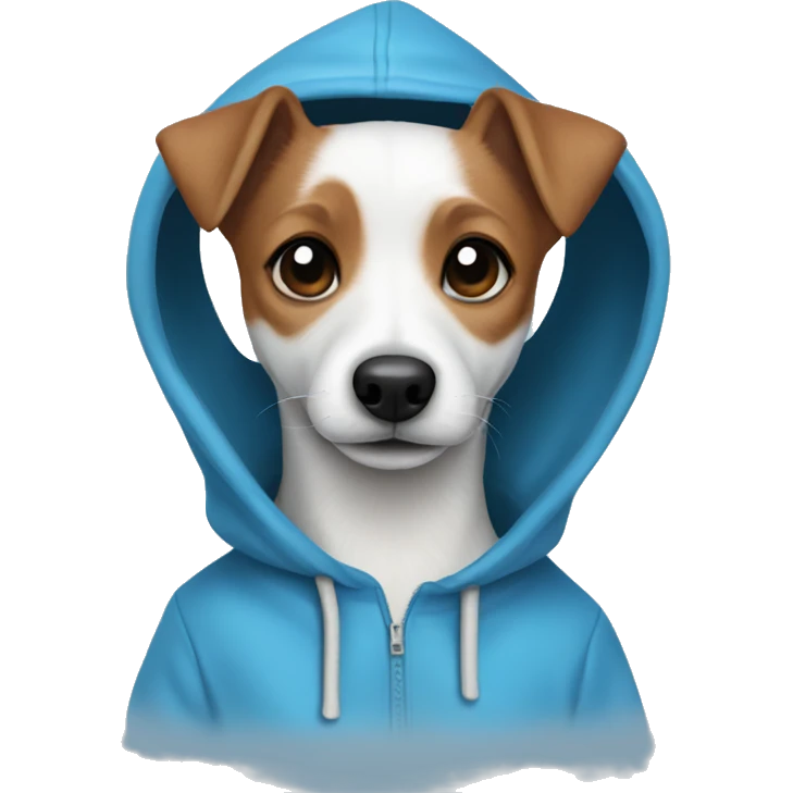 Jack Russell Terrier in a Blue Hoodie emoji