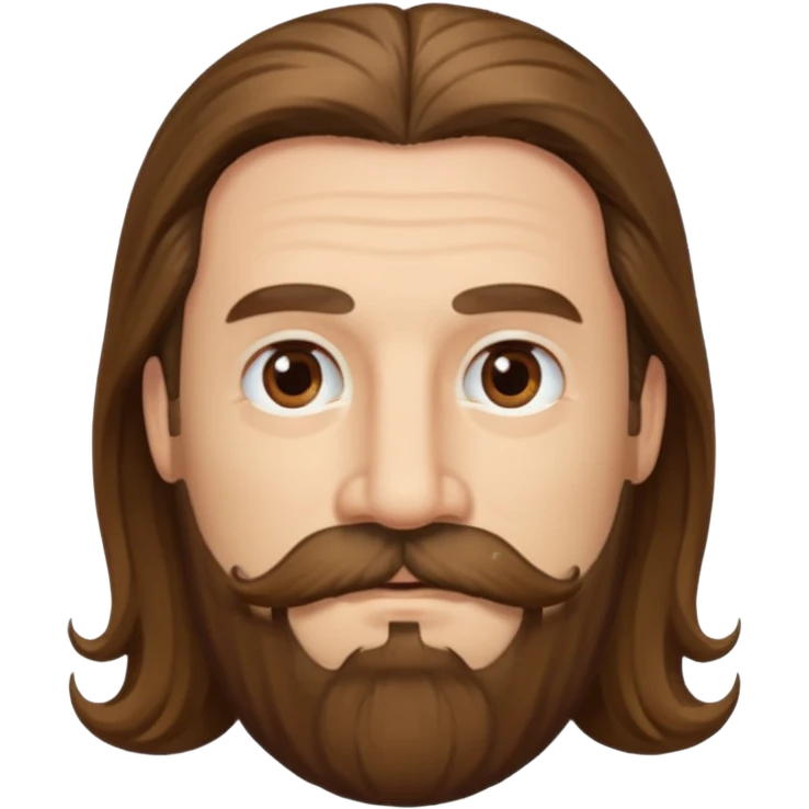 MID AGE MAN WITH LONG HAIR, MOUSTACH AND BEARD emoji